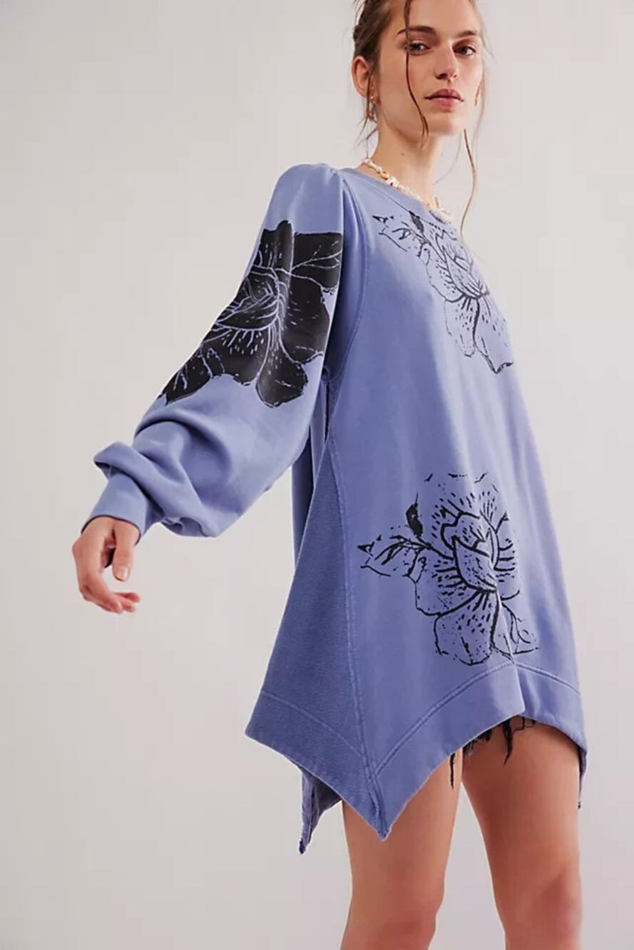 Free People Flowers Sweatshirt Tunic Size XL NWT